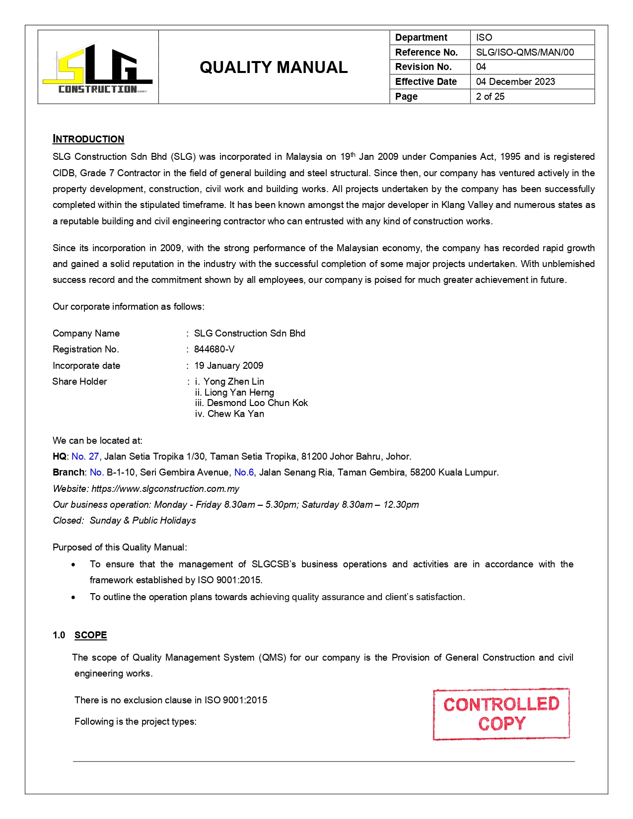 QMS Manual Page 4